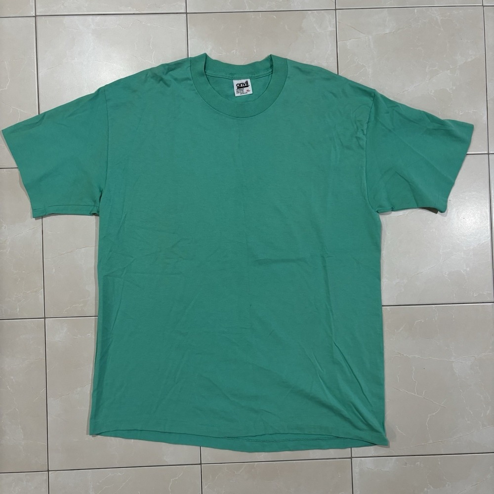 Vintage 90's XL Single Stitch Anvil Blank Cotton Made in USA T-Shirt Blue